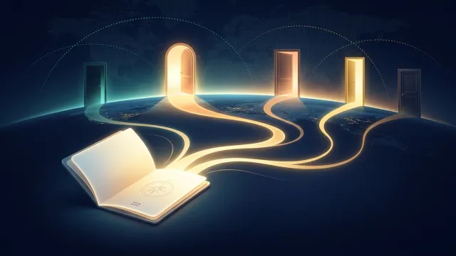 جواز سفر ومسارات تتجه إلى بوابات مختلفة الاتساع تعبيرًا عن تفاوت حرية السفر بين الجنسيات